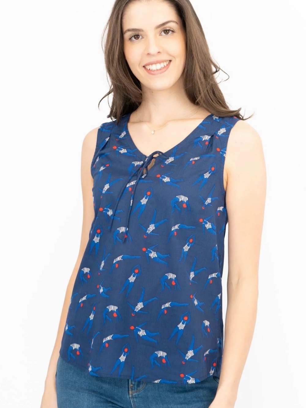Seasalt Cornwall Retro Swimmer Cobbs Well Sleeveless Top 6 S Small